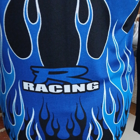 MTX MOTOCROSS Blue Flame Black Racing Jersey - Picture 4 of 8